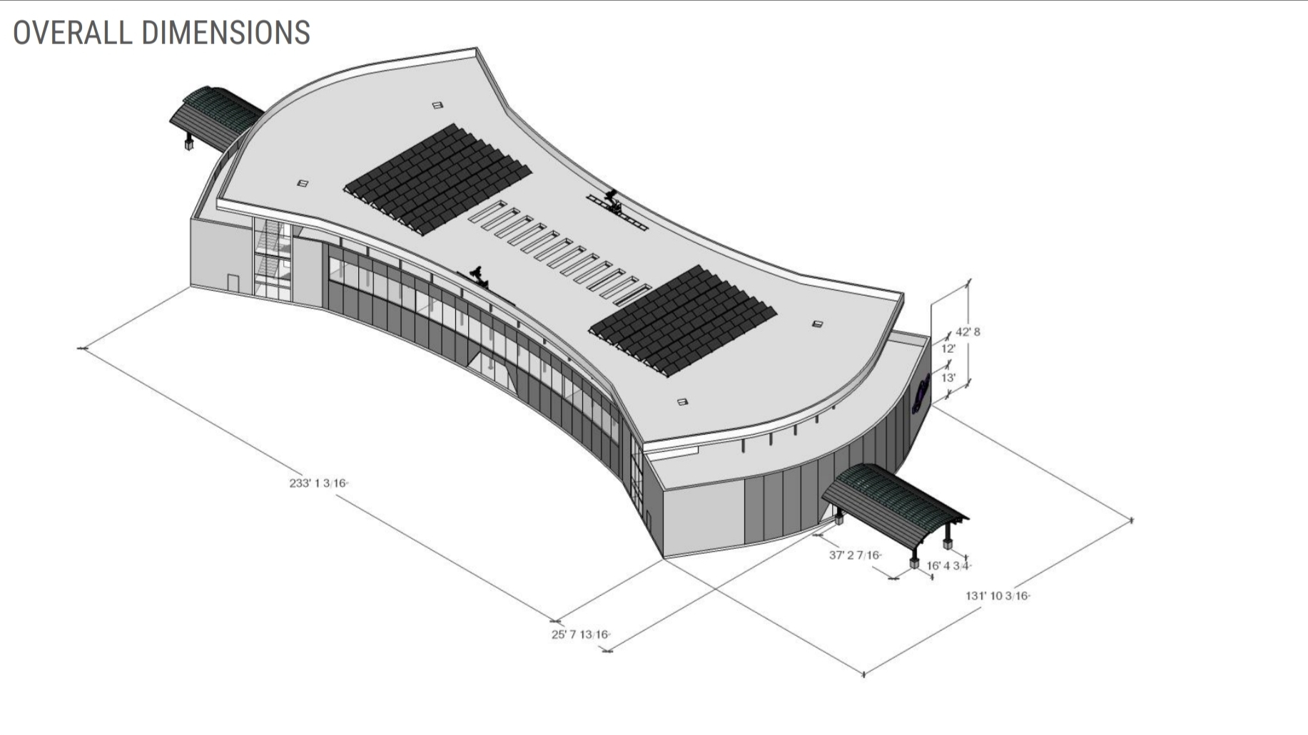 Overall architectural dimensions of the VIP pavilion